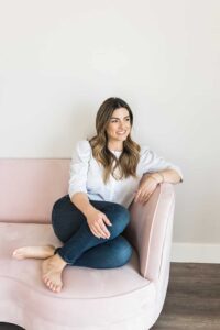 A women sitting on a couch
