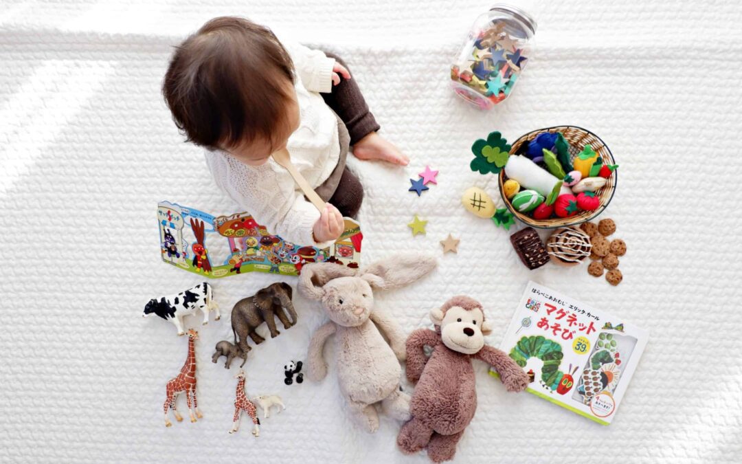 Baby playing with toys