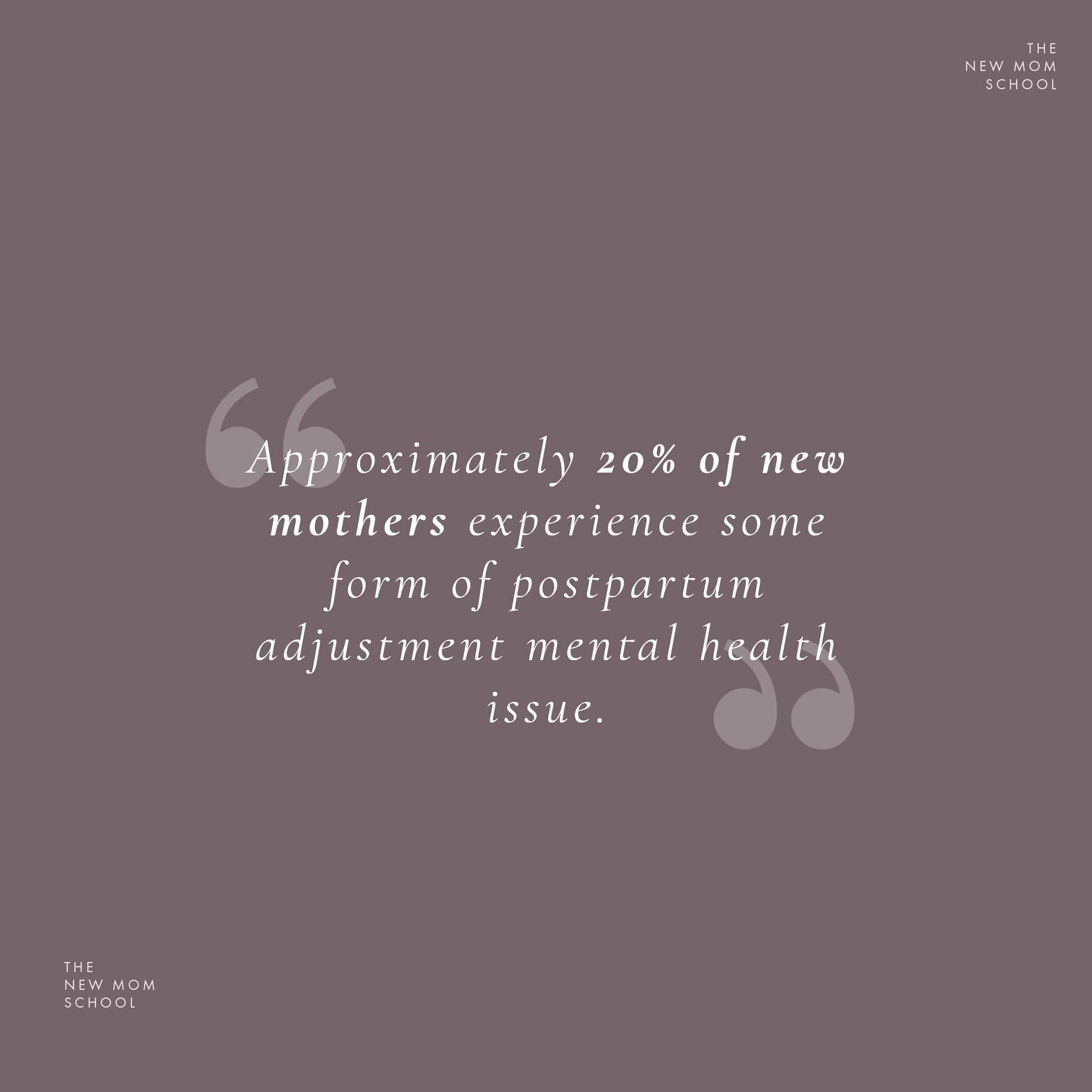 Approximately 20% of new mothers experience some form of postpartum adjustment mental health issue. 