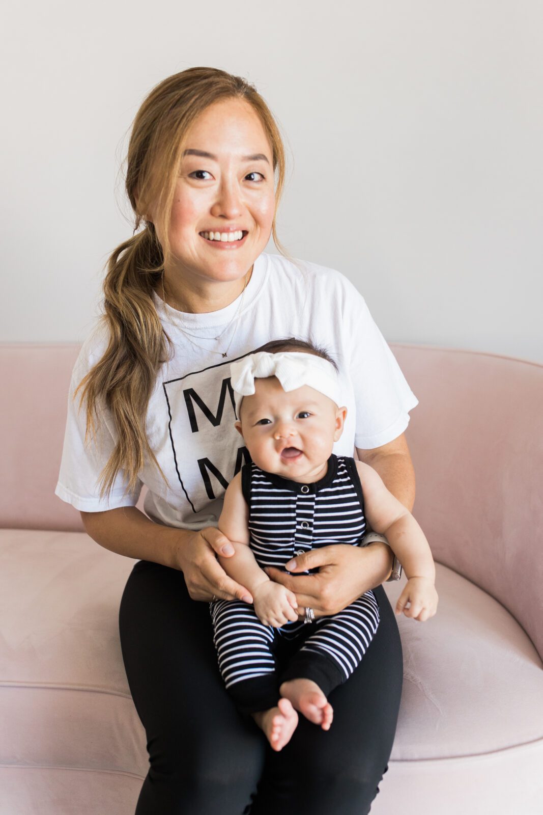 Vivian Potter, owner of New Mom School in Los Alamitos, CA, with her daughter.