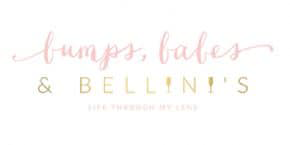 Bumps, Babes & Bellini’s logo in pink and gold.