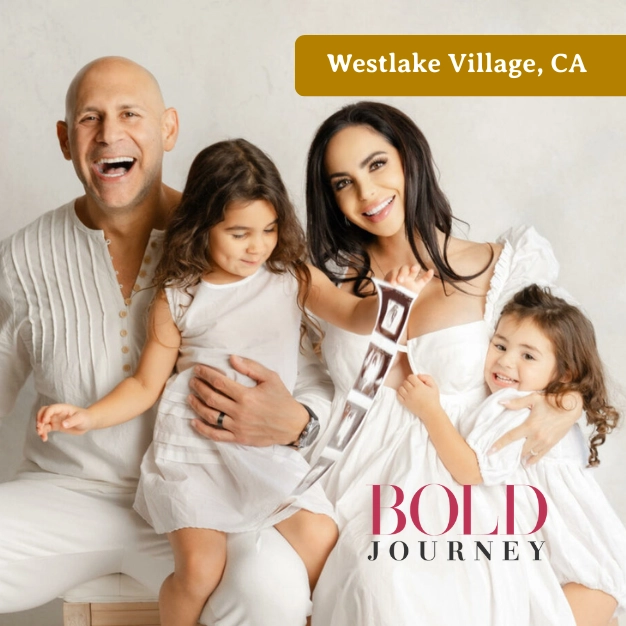 Stephanie Karlubian with her family featured in Bold Journey for New Mom School Westlake Village.